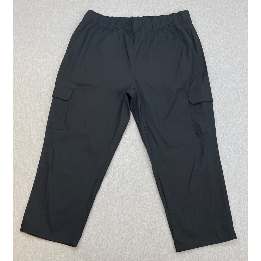 Eddie Bauer Pants Womens 14 Black Nylon Stretch Capri Cargo Drawstring